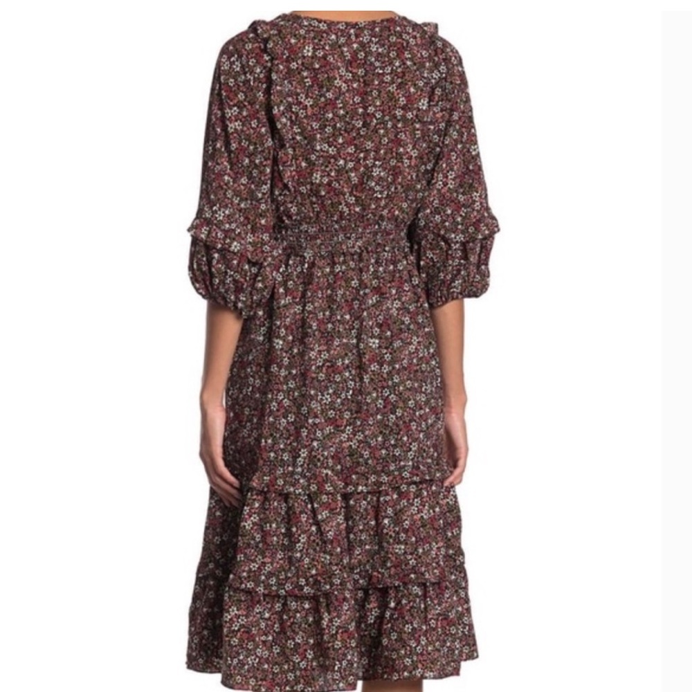 Max Studio Burgundy and Black Floral Midi Dress - Picture 2 of 4
